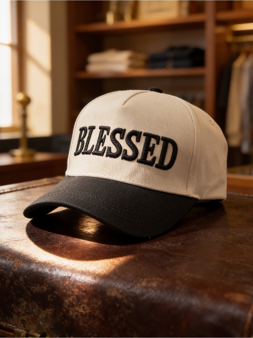 "BLESSED" Embroidered Two-Tone Trucker Hat New!